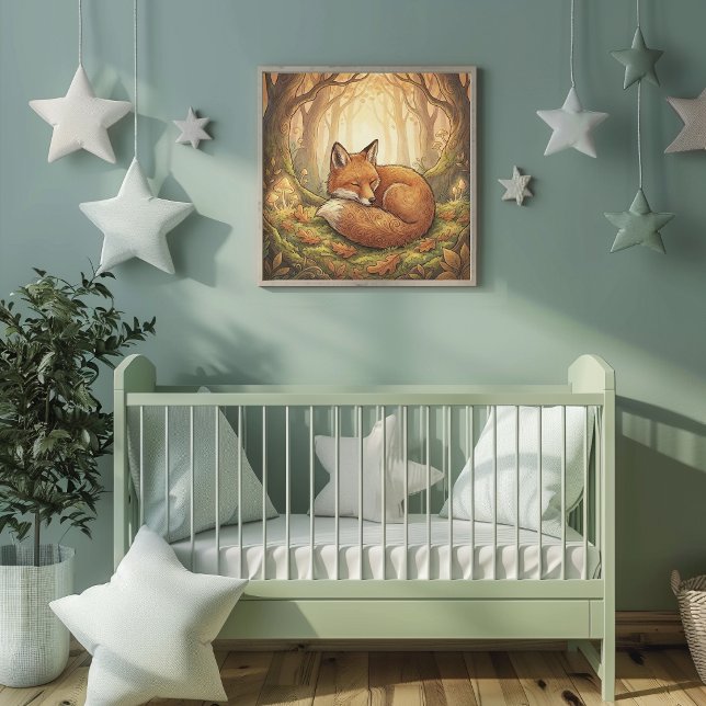 Affiche de pépinière d'animaux de forêt de renard  (Créateur téléchargé)