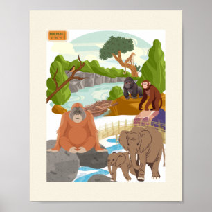 Affiche de Pépinière d'Animaux de Jungle Cottageco