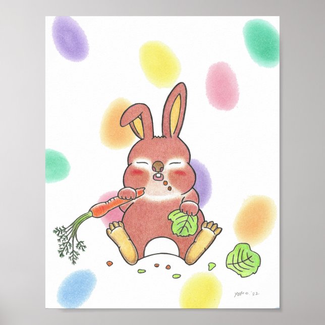 Affiche de pépinière d'animaux de lapin bébé endor (Devant)