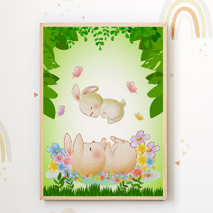 Affiche de Pépinière de Lapin Mignon Impression Dé