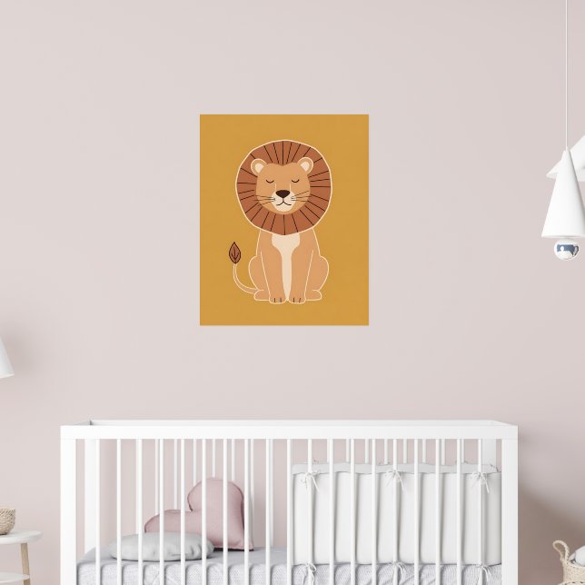 Affiche de pépinière de lion de dessin animé migno (Pépinière 2)