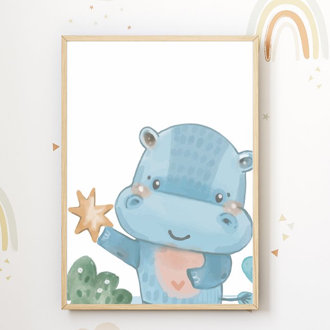 Affiche de pépinière d'hippopotame décoration de c (Créateur téléchargé)