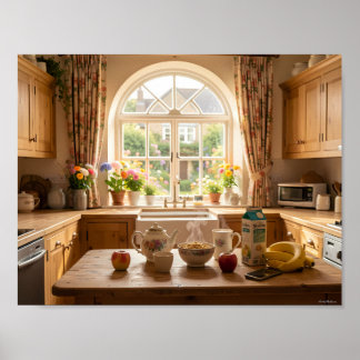 Affiche de petit déjeuner de cuisine de cottage en