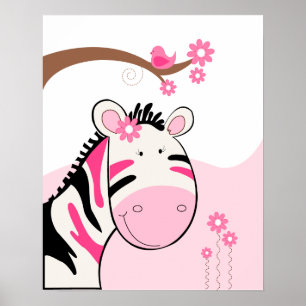 Affiche de Phoebe le zèbre (noir/rose)