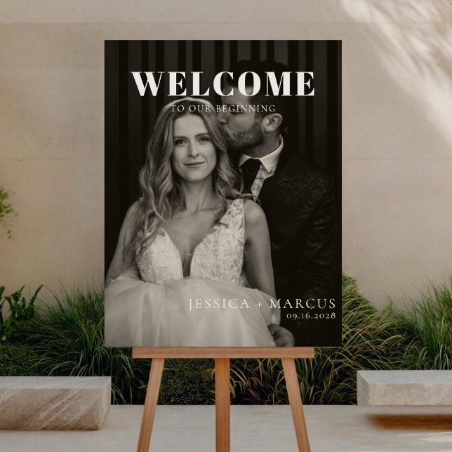 Affiche de photo de bienvenue de mariage chic élég (Créateur téléchargé)