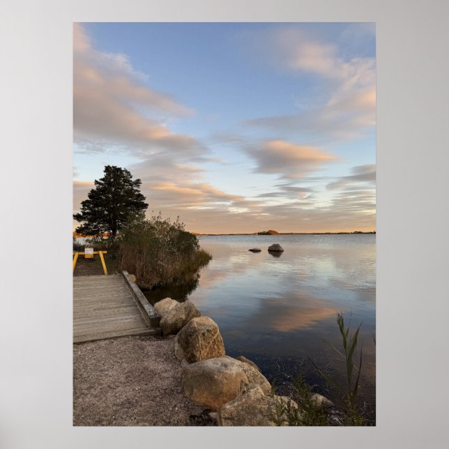 Affiche de photo de coucher de soleil sur l'étang (Devant)