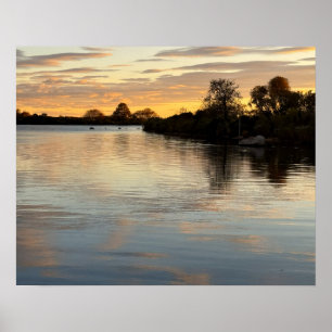 Affiche de photo de coucher de soleil sur l'étang