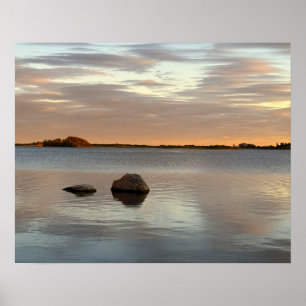 Affiche de photo de coucher de soleil sur l'étang