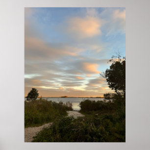 Affiche de photo de coucher de soleil sur l'étang
