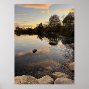 Affiche de photo de coucher de soleil sur l'étang