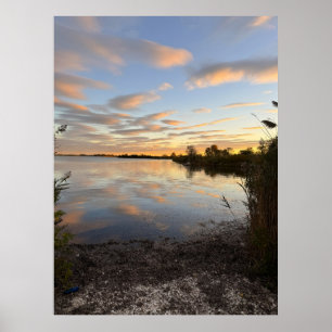 Affiche de photo de coucher de soleil sur l'étang