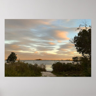 Affiche de photo de coucher de soleil sur l'étang