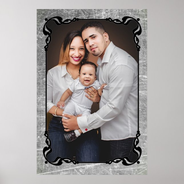 Affiche de photo de famille avec bordure de script (Devant)