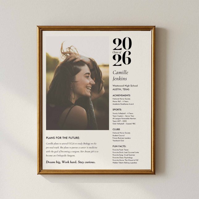 Affiche de photo de remise de diplôme Promotion 20 (Senior 2026 Photo Graduation Poster)