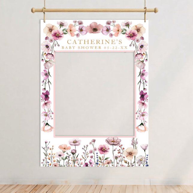 Affiche de Photobooth Fleur de Fleur Sauvage Rose  ( Themed photo booth)