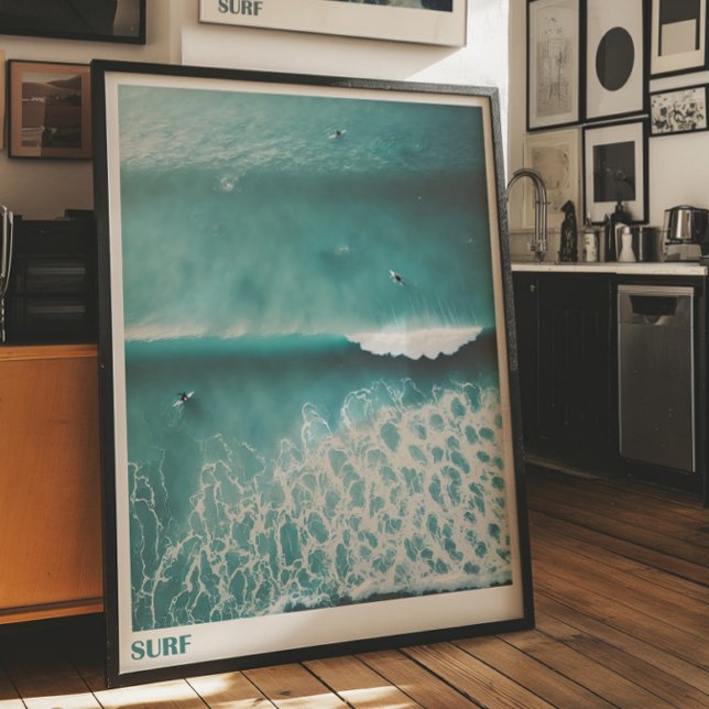 Affiche de photographie aérienne de surf sur l'océ (Créateur téléchargé)