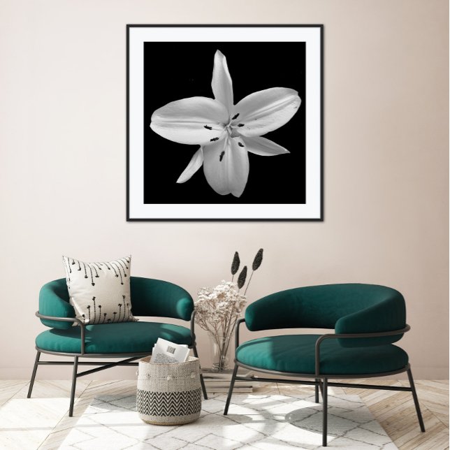 Affiche de photographie de fleurs en noir et blanc (Créateur téléchargé)