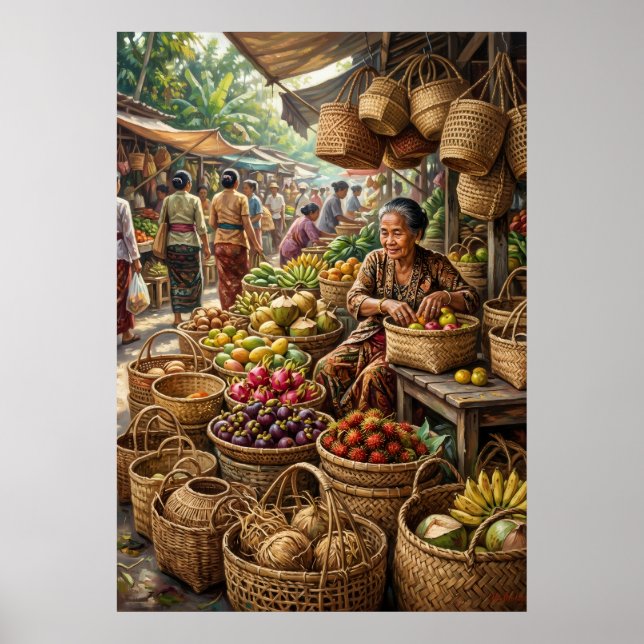 Affiche de photographie de marché tropical (Devant)