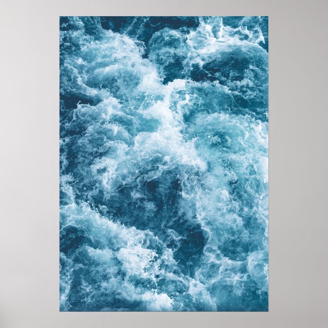 Affiche de photographie de vagues de l'océan bleu  (Devant)