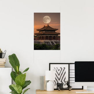Affiche de photographie du temple chinois au couch