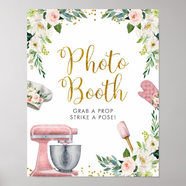 Affiche de photomaton de Baby Shower Floral Kitche (Devant)