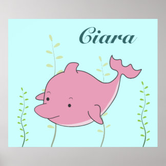 Affiche de pièce personnalisée par nom rose de fil