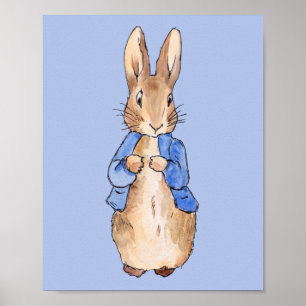 Affiche de Pierre le Lapin avec fond bleu