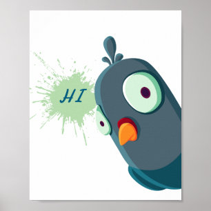 Affiche de pigeon de dessin animé mignon