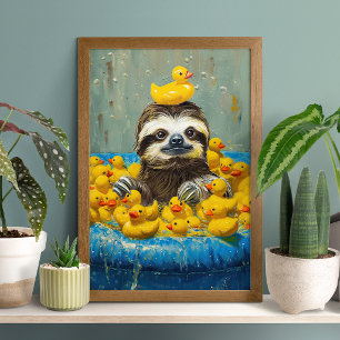 Affiche de Piscine Canard en Caoutchouc Paresseux 