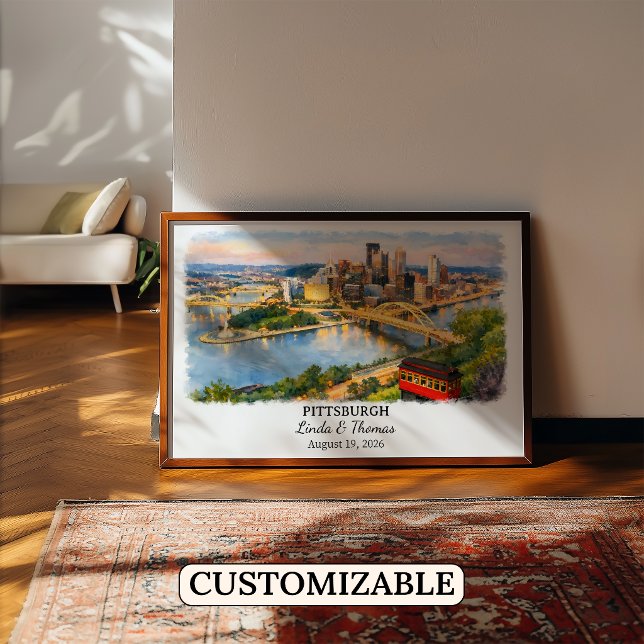 Affiche de Pittsburgh Pennsylvanie, Aquarelle, Sur (Créateur téléchargé)
