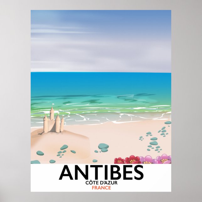 Affiche de plage d'Antibes France (Devant)