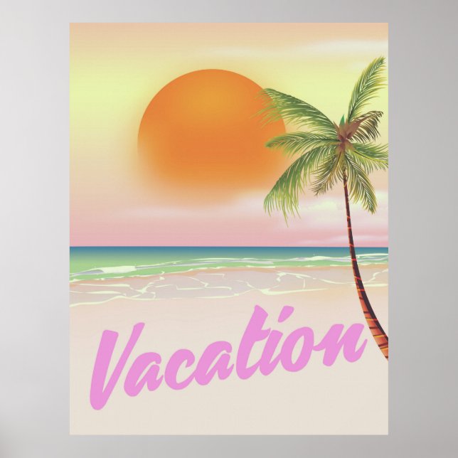Affiche de plage de vacances vintage 1980 (Devant)