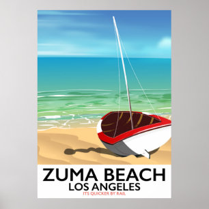 Affiche de plage de Zuma Beach LA Rail