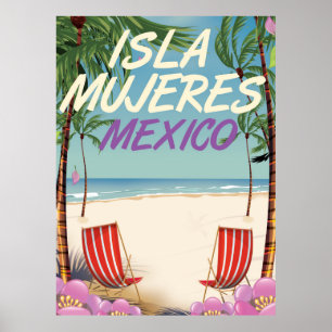 Affiche de plage d'Isla Mujeres au Mexique