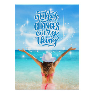 Affiche de plage tropicale : La gratitude change t