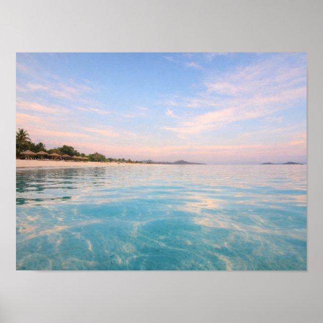 Affiche de plage turquoise tropicale - Coucher de  (Devant)