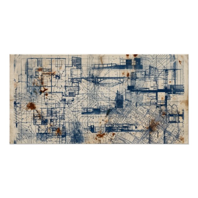 Affiche de plan architectural vintage (Devant)