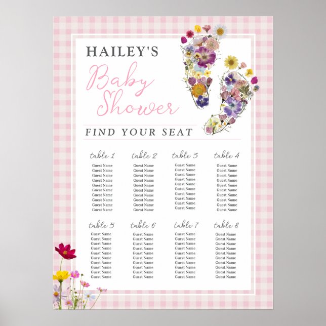 Affiche de plan de salle pour Baby Shower Flower F (Devant)