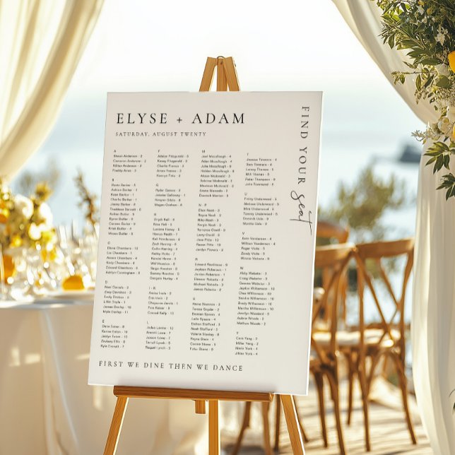 Affiche de plan de table alphabétique moderne mini (Créateur téléchargé)