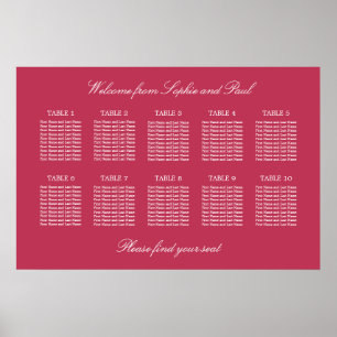 Affiche de plan de table Carmine Magenta 10
