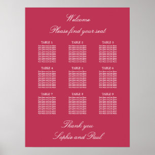 Affiche de plan de table Carmine Magenta 9