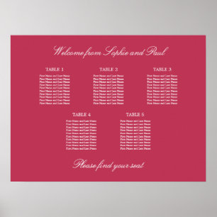 Affiche de plan de table Carmine Magenta Red 5