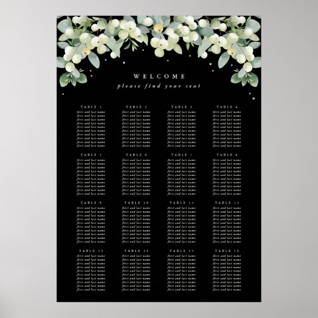 Affiche de plan de table de 20x28" 16 tables de 10 (Devant)