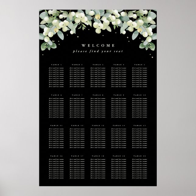 Affiche de plan de table de 24x36" 20 tables de 10 (Devant)