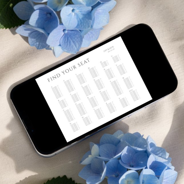 Affiche de plan de table de mariage alphabet minim (Créateur téléchargé)