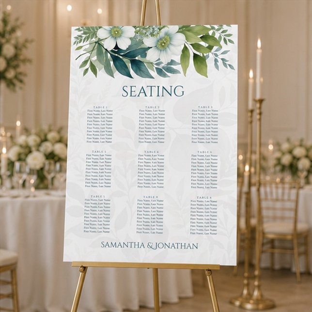 Affiche de plan de table de mariage au eucalyptus  (Créateur téléchargé)