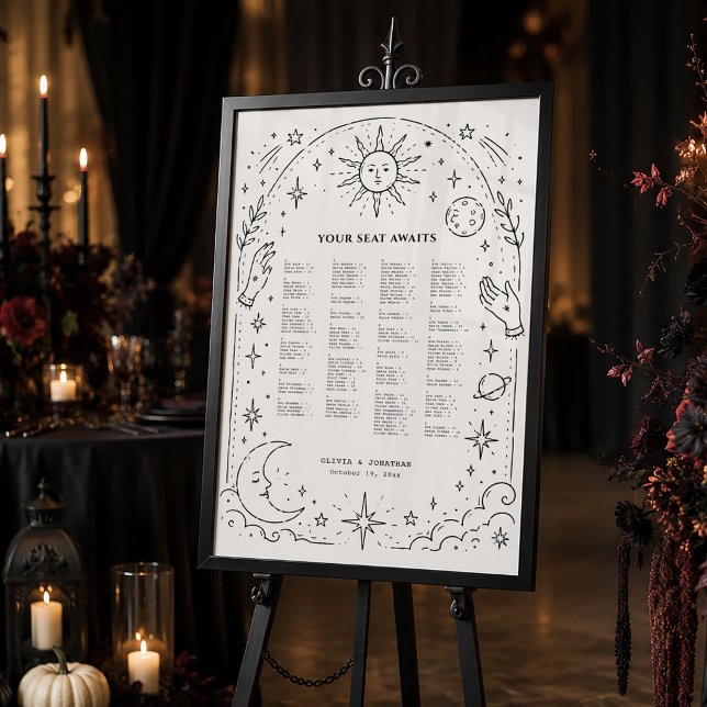 Affiche de plan de table de mariage céleste sombre (Créateur téléchargé)