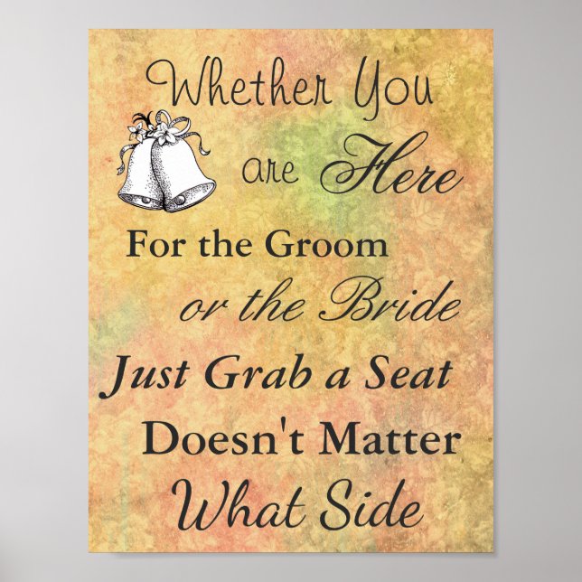 Affiche de plan de table de mariage, Couleurs d'au (Devant)