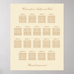 Affiche de plan de table de mariage crème beige 18