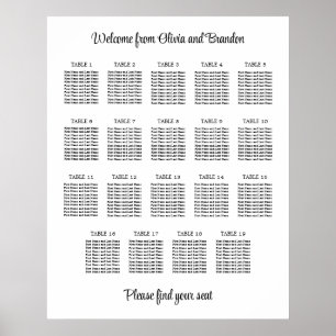 Affiche de plan de table de mariage élégant 19